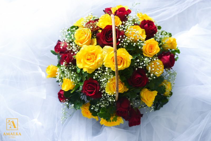 Red - Yellow Rose Basket